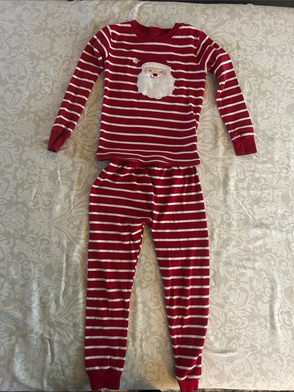 Carter's Red and White Striped Santa Pajama Set